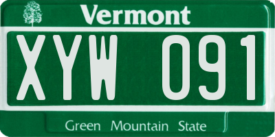 VT license plate XYW091