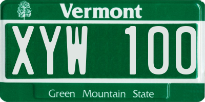 VT license plate XYW100