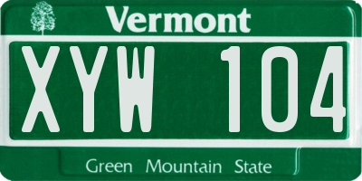 VT license plate XYW104