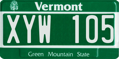 VT license plate XYW105