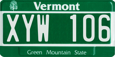 VT license plate XYW106