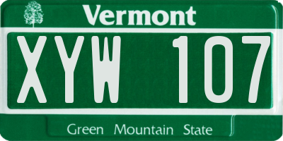 VT license plate XYW107