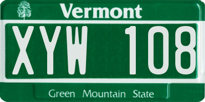 VT license plate XYW108