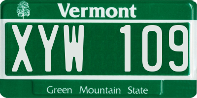 VT license plate XYW109