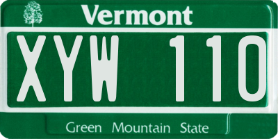 VT license plate XYW110