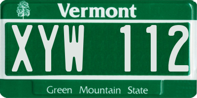 VT license plate XYW112