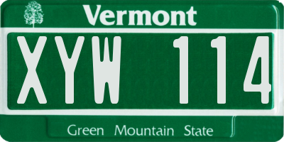 VT license plate XYW114