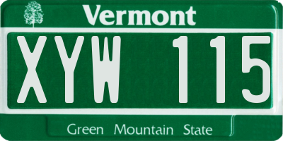 VT license plate XYW115