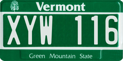VT license plate XYW116