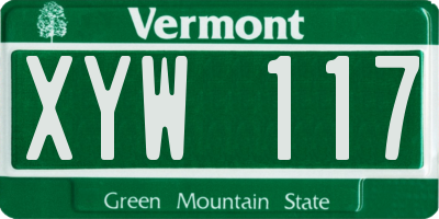 VT license plate XYW117