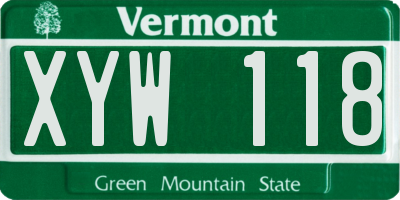 VT license plate XYW118