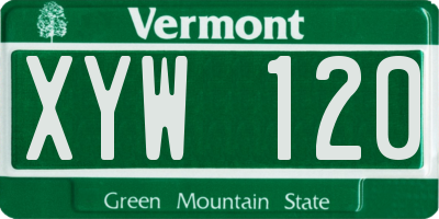VT license plate XYW120