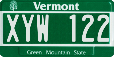 VT license plate XYW122
