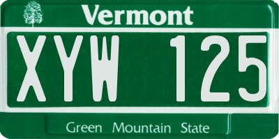 VT license plate XYW125