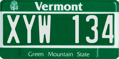 VT license plate XYW134