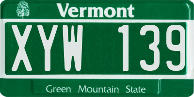 VT license plate XYW139