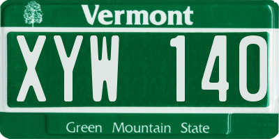 VT license plate XYW140