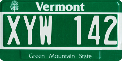 VT license plate XYW142