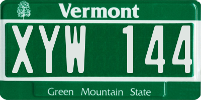 VT license plate XYW144