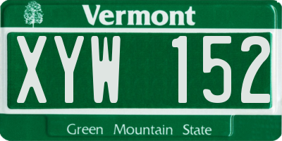 VT license plate XYW152