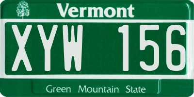 VT license plate XYW156