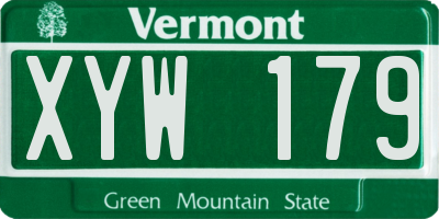 VT license plate XYW179
