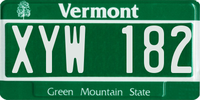 VT license plate XYW182