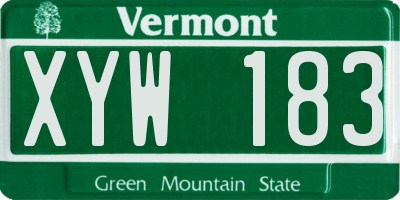 VT license plate XYW183