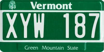 VT license plate XYW187