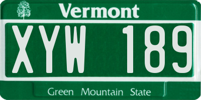 VT license plate XYW189