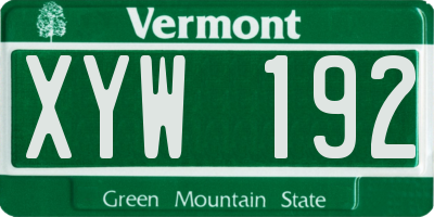 VT license plate XYW192