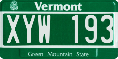 VT license plate XYW193