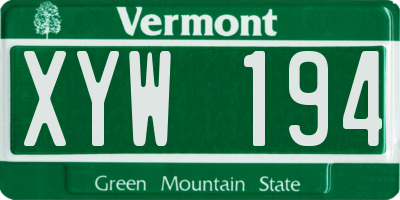 VT license plate XYW194