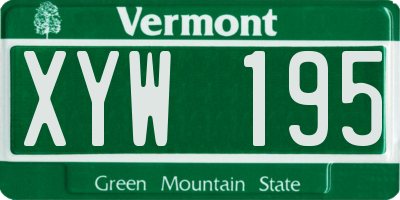 VT license plate XYW195