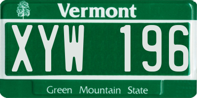 VT license plate XYW196