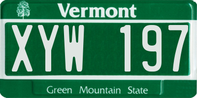 VT license plate XYW197