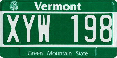 VT license plate XYW198