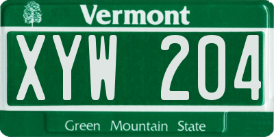 VT license plate XYW204