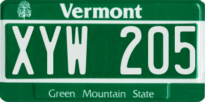 VT license plate XYW205