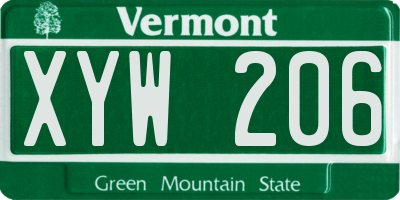 VT license plate XYW206