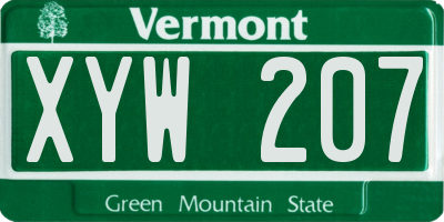 VT license plate XYW207
