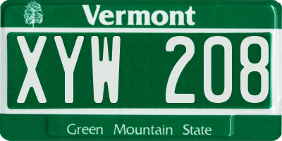 VT license plate XYW208