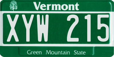 VT license plate XYW215