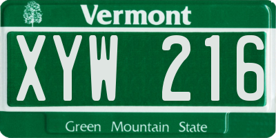 VT license plate XYW216