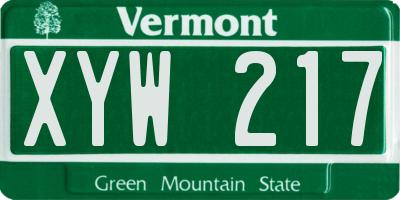VT license plate XYW217