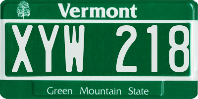 VT license plate XYW218