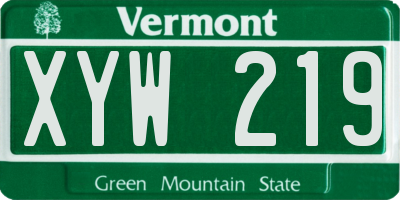 VT license plate XYW219