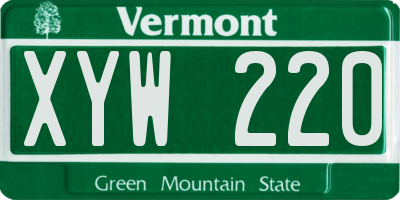 VT license plate XYW220