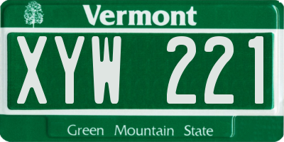 VT license plate XYW221