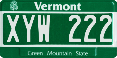 VT license plate XYW222
